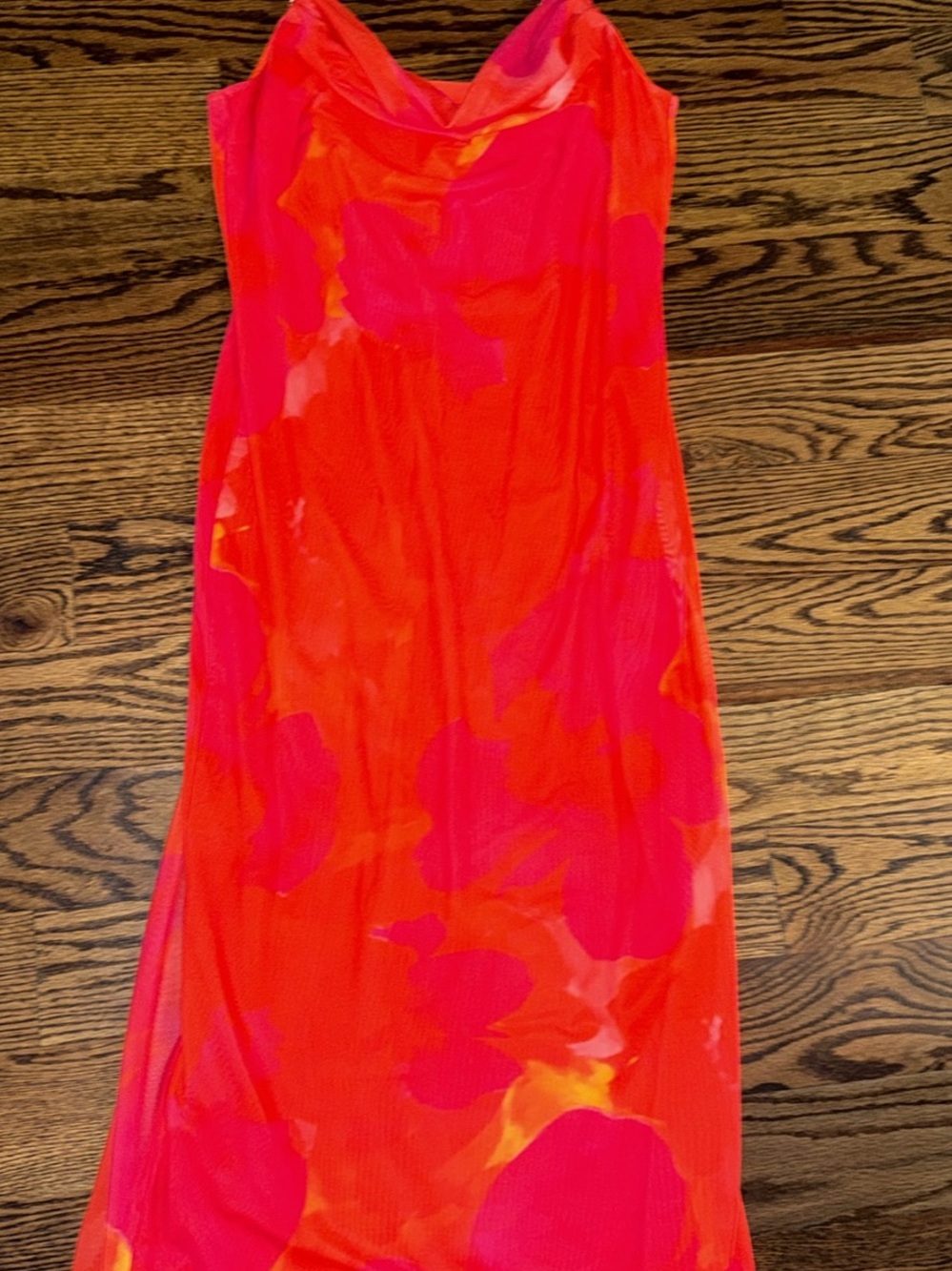Long Pink and Coral Sheer Dress